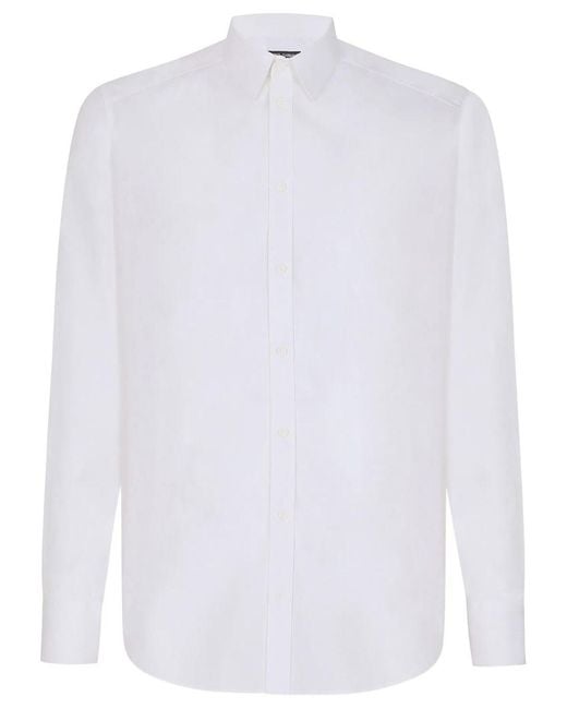 Dolce & Gabbana White Dolce & Gabbana Stretch-Poplin Shirt for men