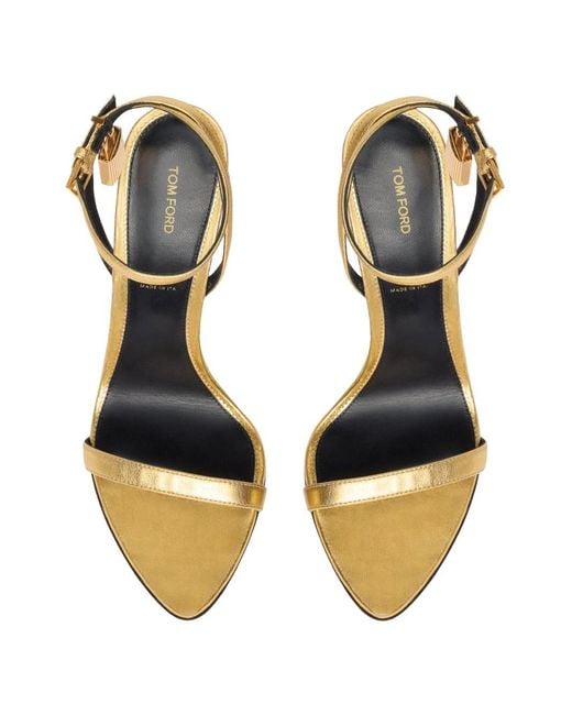 Tom Ford Metallic Solid Padlock Sandals