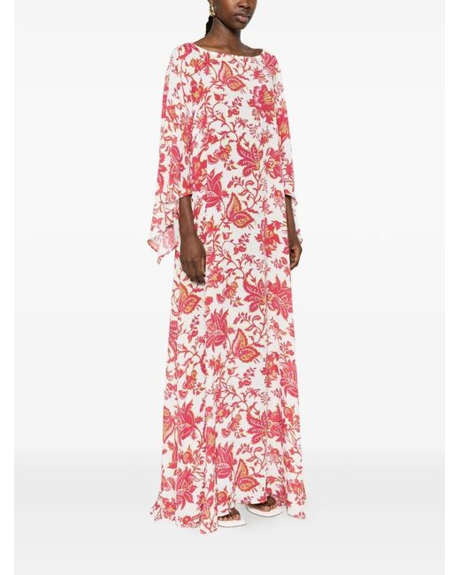 Etro Red Floral-Print Maxi Dress