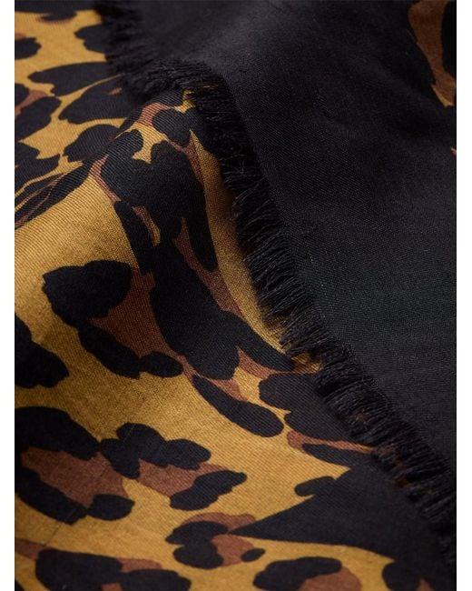 Saint Laurent Metallic Cassandre Leopard Square Scarf