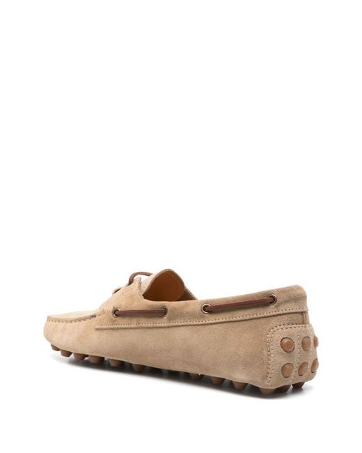 Tod's Natural Suede Flat Shoes With Woven Ties for men