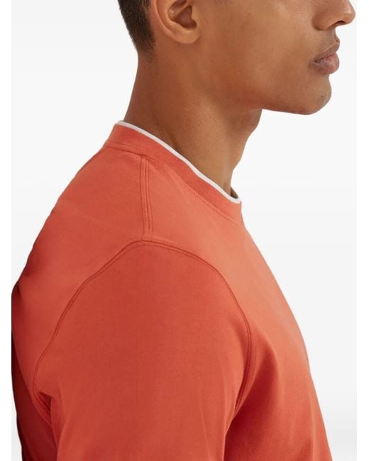 Brunello Cucinelli Orange Double Layer T-Shirt for men