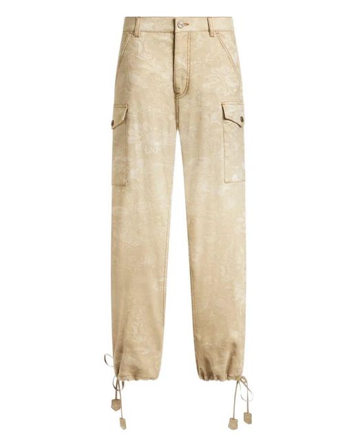 Etro Natural Floral Jacquard Canvas Cargo Trousers