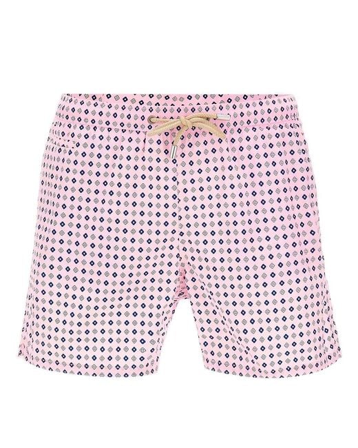 Mc2 Saint Barth Red Swimsuit With Paisley And Polka Dot Print for men
