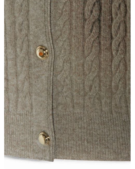 Miu Miu Natural Denim-Collar Cable-Knit Cashmere Cardigan