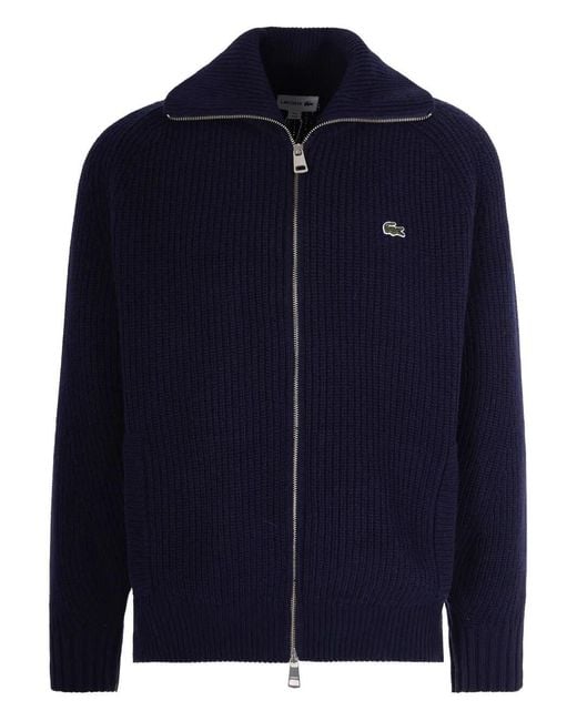 Lacoste Blue Zip Logo Cardigan for men