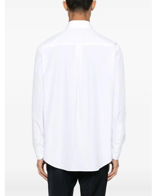 Fendi White Topstitched Roma Lettering Cotton Shirt Clothing for men
