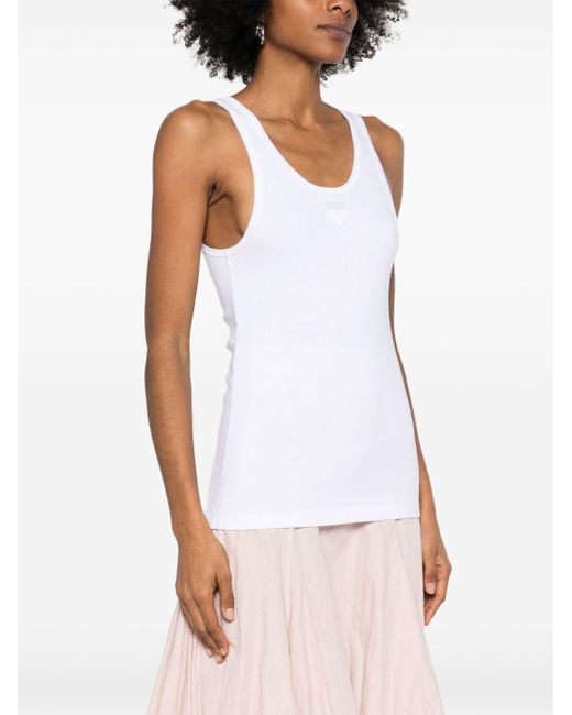 【送料&関税込】Prada White Cotton Tank Top White Cotton Tank Top | PRADA
