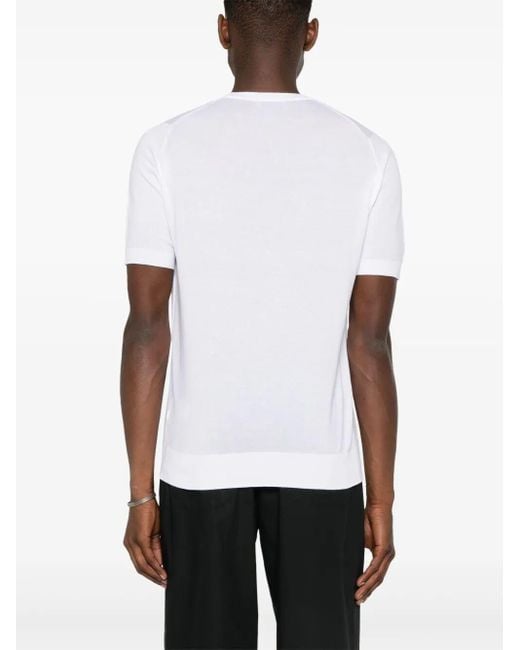 John Smedley White Kempton Fine Knit Cotton T-shirt for men