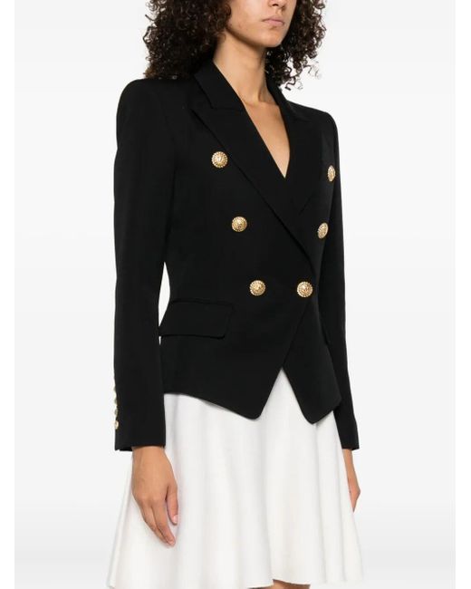 Balmain Black Double-Breasted Wool Fitted Jacket
