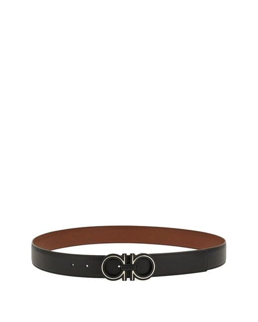 Ferragamo Black Reversible And Adjustable Gancini Belt for men