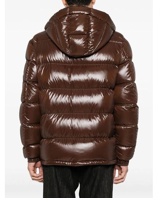 Herno Brown Glossy-Effect Down Jacket With Hood for men