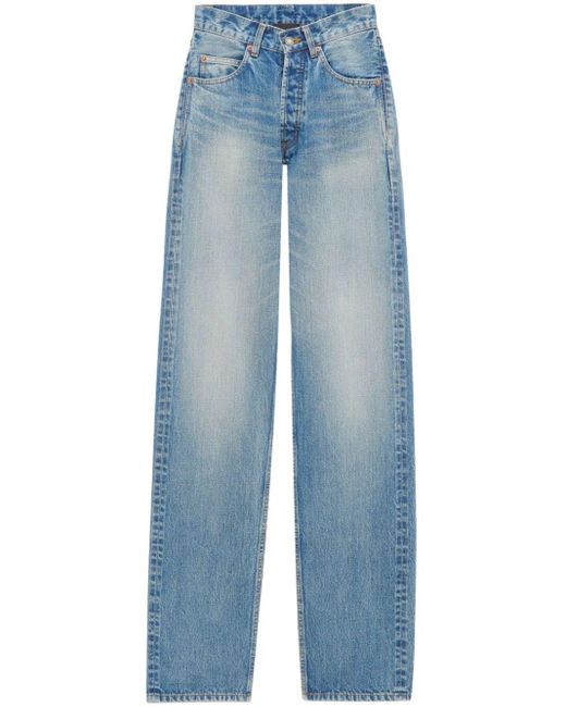 Saint Laurent Blue Wide Leg Denim Jeans