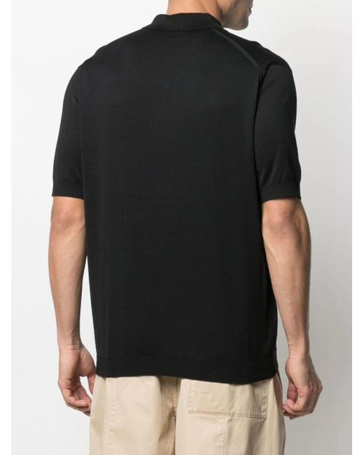 John Smedley Black Short-sleeve Polo Shirt for men