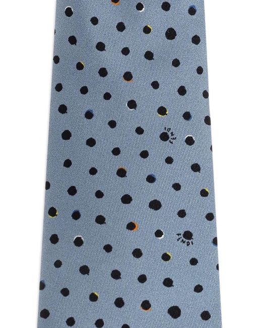 Fendi Blue Falena Micro Dots Pattern Silk Tie for men