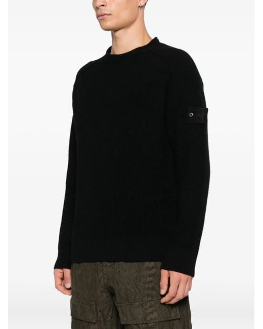 Stone Island Black Crew Neck Sweater for men