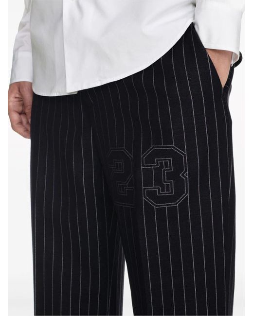 Off-White c/o Virgil Abloh Blue Off- 23 Logo Pinstripe Pants for men