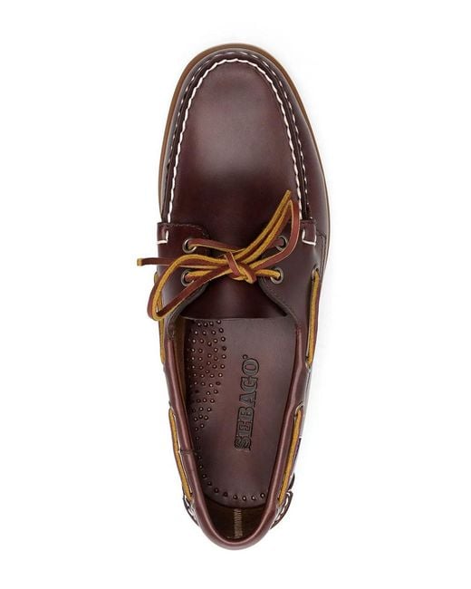 Sebago Brown Portland Waxed Leather Dockside Loafers for men