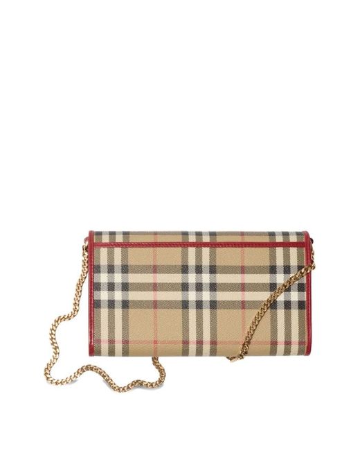 Burberry Natural Check Wallet With Chain Strap