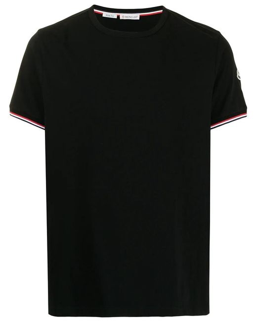 Moncler Logo Patch Embroidered T-shirt Black for men