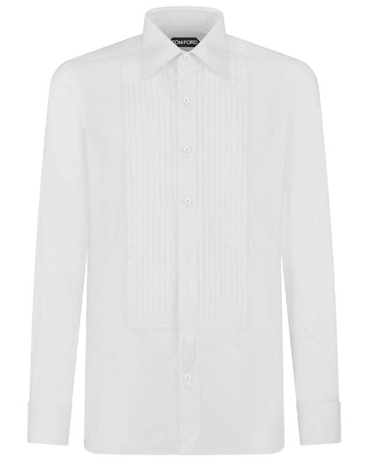 Tom Ford White Cocktail Voile Slim Fit Evening Shirt for men