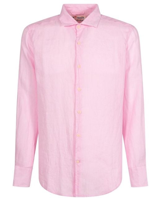 Mc2 Saint Barth Pink Pamplona Linen Shirt for men
