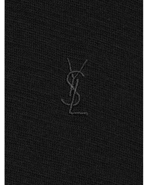 Saint Laurent Black Cassandre-embroidered Roll-neck Jumper for men