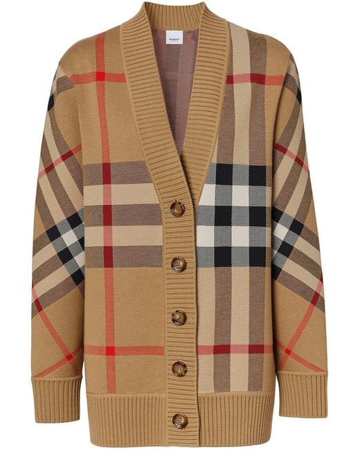 Burberry Brown Check Motif Wool Cardigan