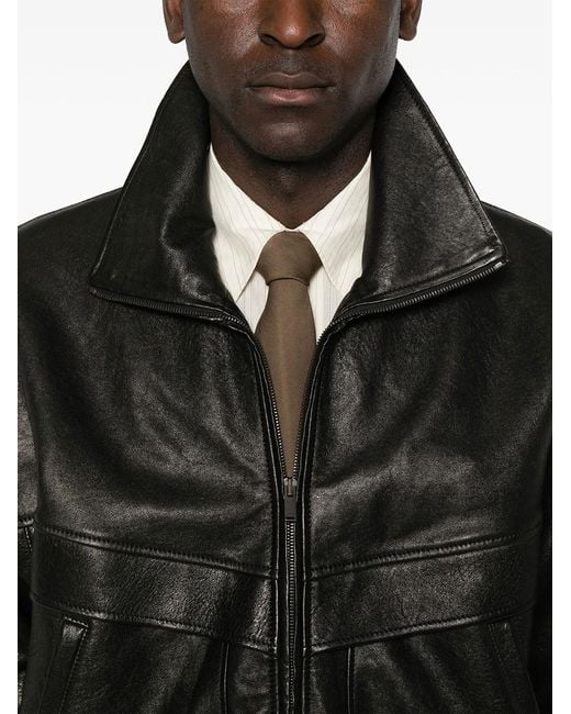 Saint Laurent Black Lamb Nappa Jacket With Bubble Effect for men