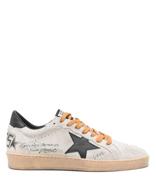 Golden Goose Deluxe Brand Pink Ball Star Graffiti Details Suede Sneakers With Black Leat for men