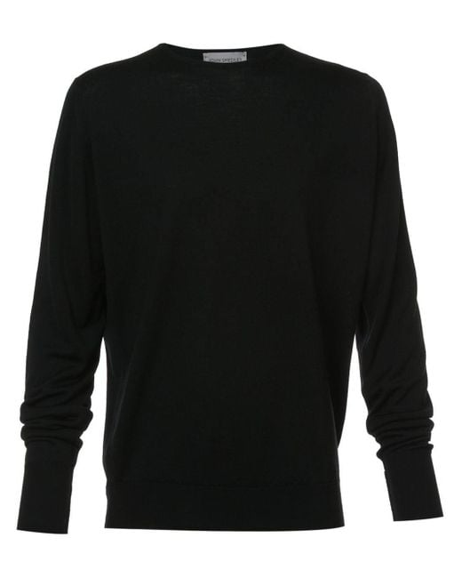 John Smedley Black Marcus Extra Fine Merino Wool Sweater for men