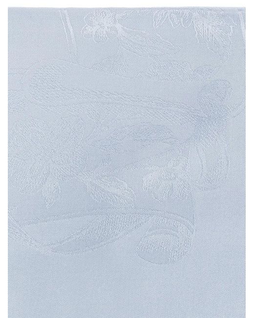 Ferragamo Blue Sl Pergamen Silk Jacquard Shawl