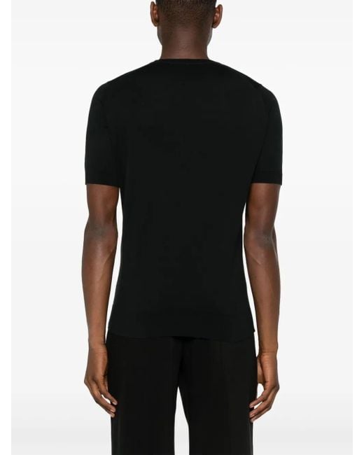 John Smedley Black Kempton Fine Knit Cotton T-shirt for men