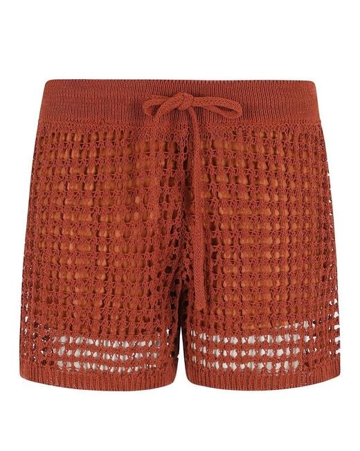 Roberto Collina Red Open-knit Drawstring Shorts