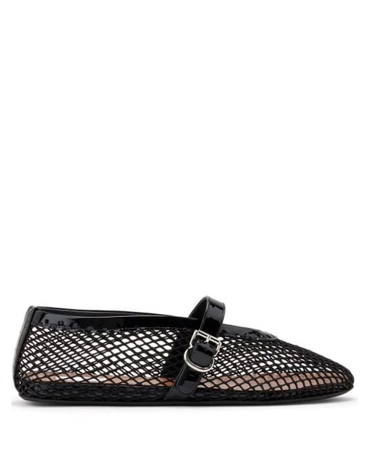 Alaïa Black Rhinestone-Embellished Leather Ballet Flats