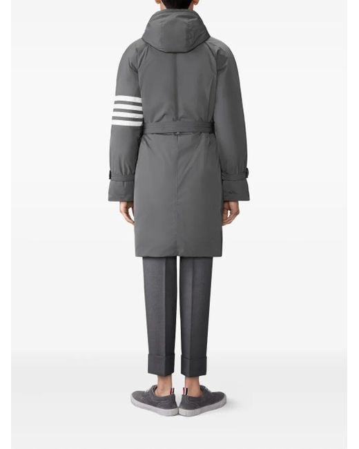Thom Browne Gray Poly Twill 4-bar Hooded Down Parka With Belt for men