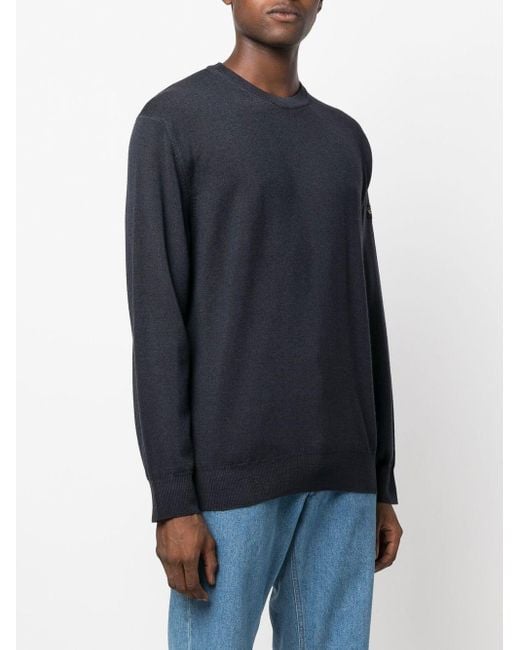 Paul & Shark Blue Fine Ribbed Wool Sweater for men