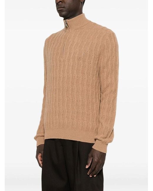 Etro Brown Roma Cashmere Quarter-Zip Jumper