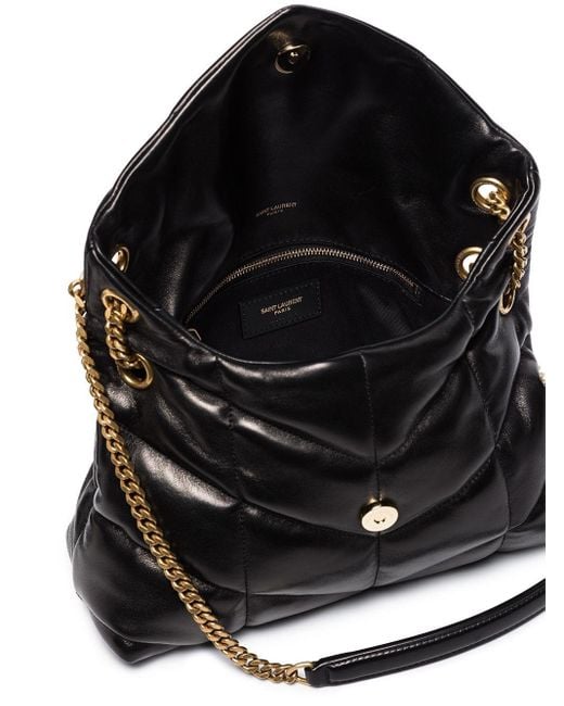 Saint Laurent Black Loulou Toy Puffer Leather Shoulder Bag