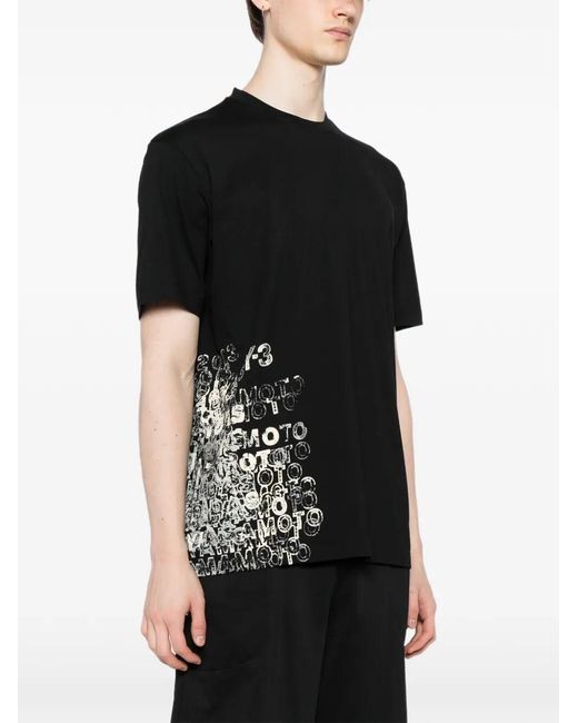 Y-3 Black Printed Cotton T-Shirt for men