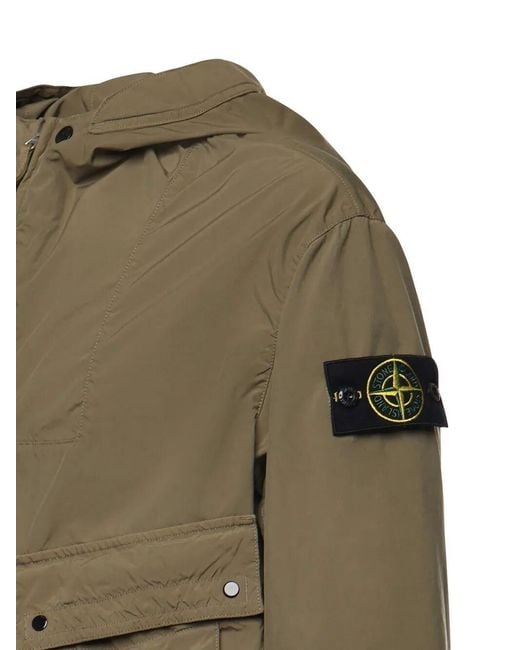 Stone Island Green Lightweight Canvas Hooded Jacket for men