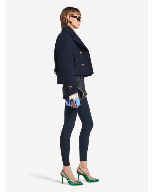 Balenciaga Blue Cropped Wool Caban