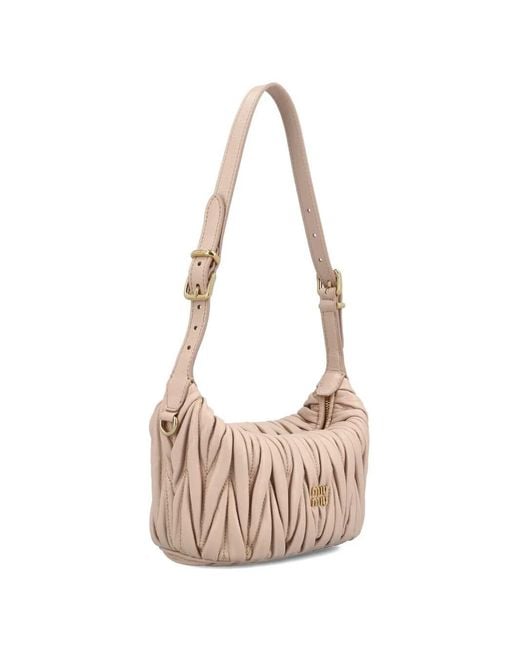 Miu Miu Pink Matelassé Nappa Leather Pouch