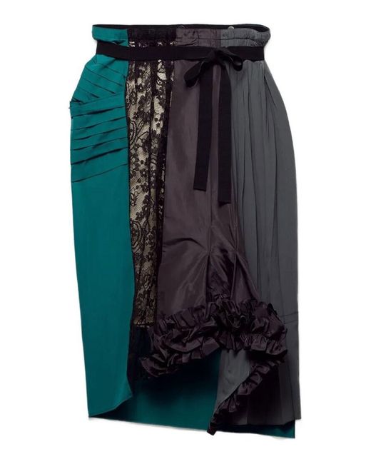Prada Black Technical Taffeta Patchwork Skirt