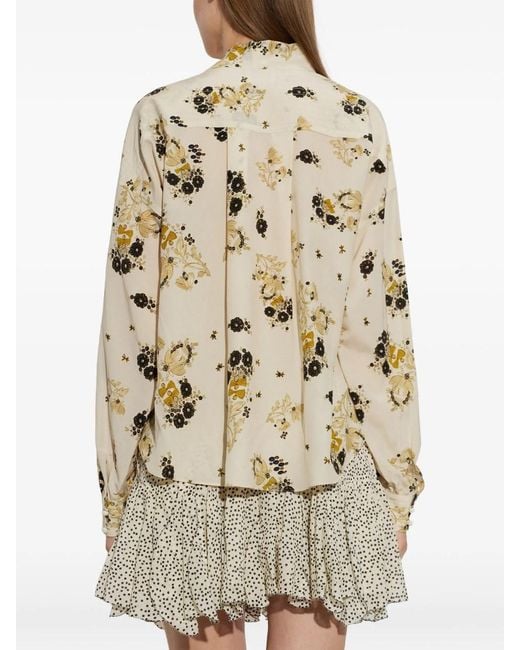 Isabel Marant Natural Fedry Printed Silk Blouse