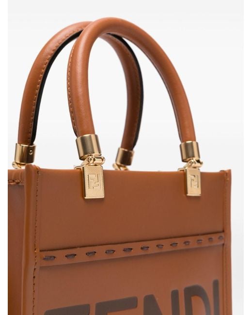Fendi Brown Sunshine Mini Shopper Bags