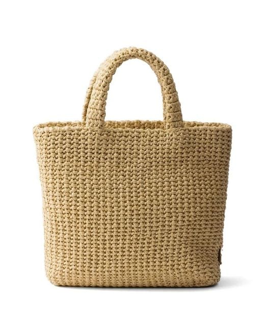 Prada Metallic Small Crochet Tote Bag