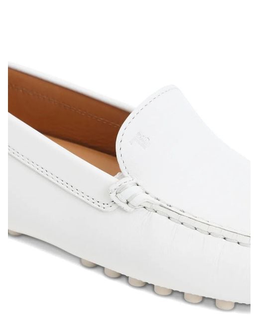 Tod's White Gommino 22L Leather Loafers