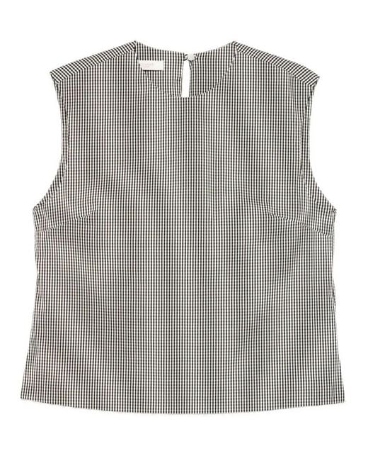 Incotex Gray Edith Gingham-Pattern Sleeveless Top