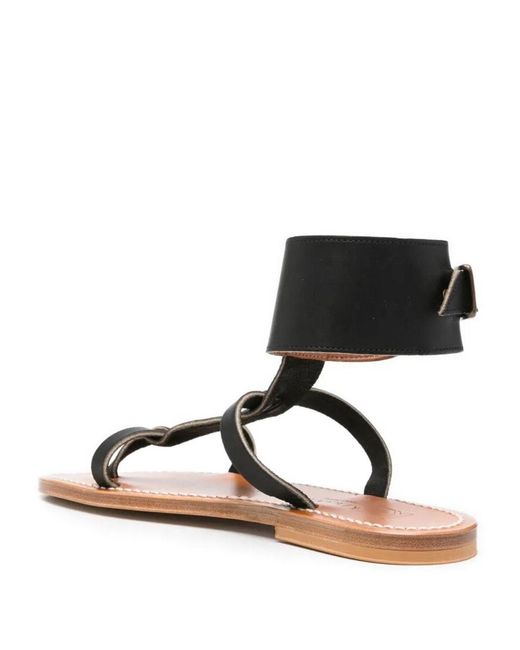K. Jacques Black Caravelle Flat Sandals